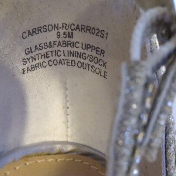 Steve Madden Carrson Silver Crystal Covered Block Heel Sparkly Sandals  Sz 9.5 - Picture 10 of 11